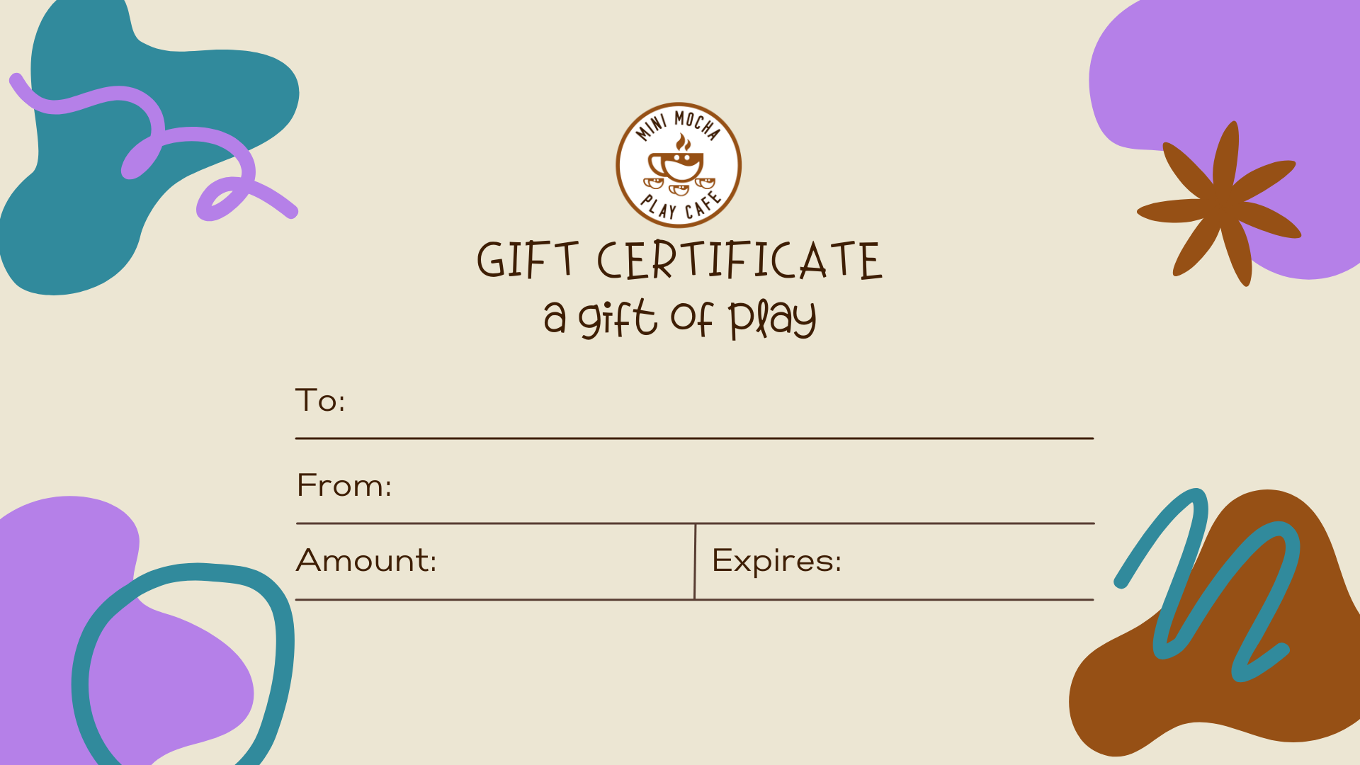 Gift Certificate, $10 Increments For Mini Mania, S